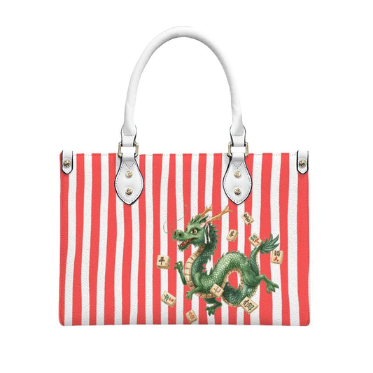 Summer Dragon Preppy Coral Striped Handbag/Shoulderbag - Splash Of Mahj And Color Co.