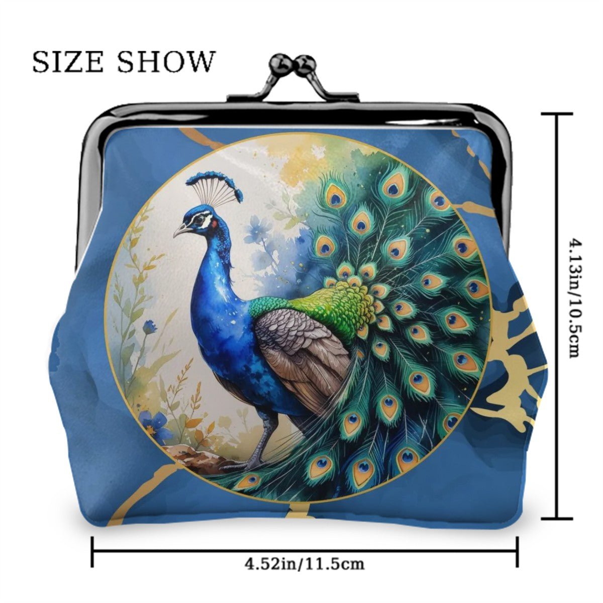 Pretty Peacock Blue Marbled Women's Leather Kiss Lock Coin Purse - Splash Of Mahj And Color Co.