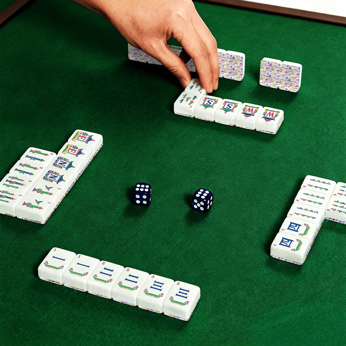 Asian Pagoda Chinoiserie Pretty Pastel American Mahjong Tiles And Carry Case - Splash Of Mahj And Color Co.