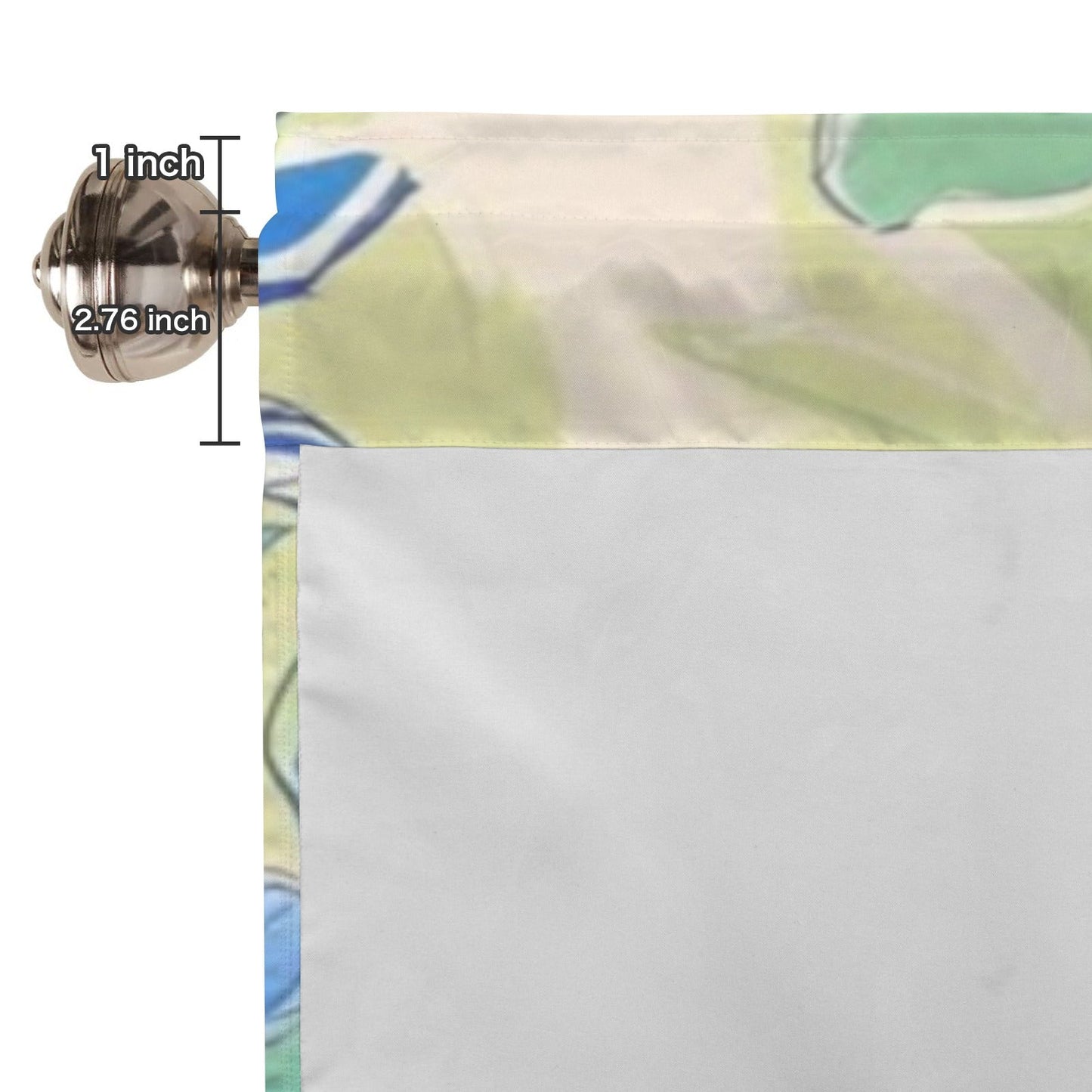 Blue Green Asian Pagoda Floral Cafe Kitchen Valance - One Size - Curtains