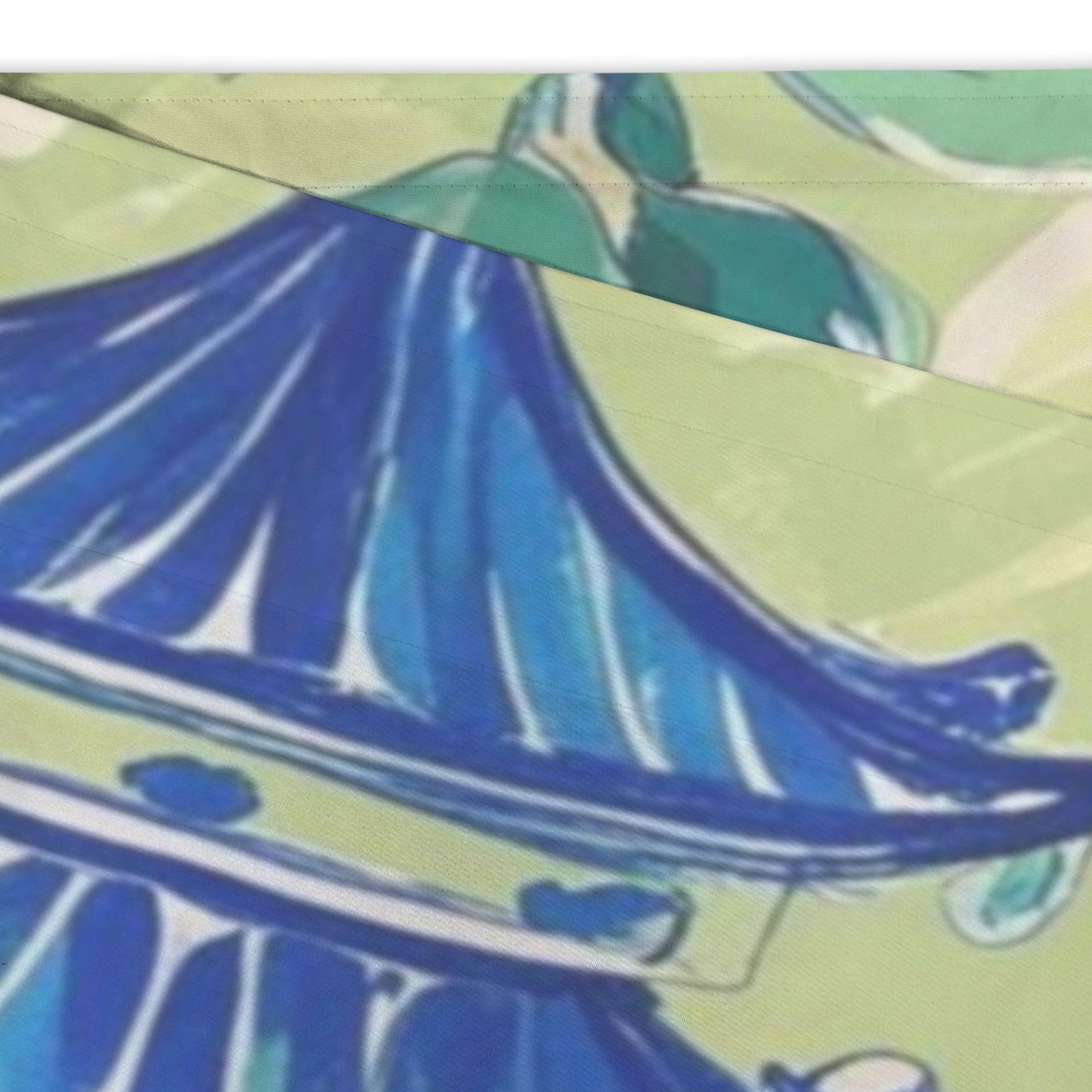Blue Green Asian Pagoda Floral Cafe Kitchen Valance - One Size - Curtains