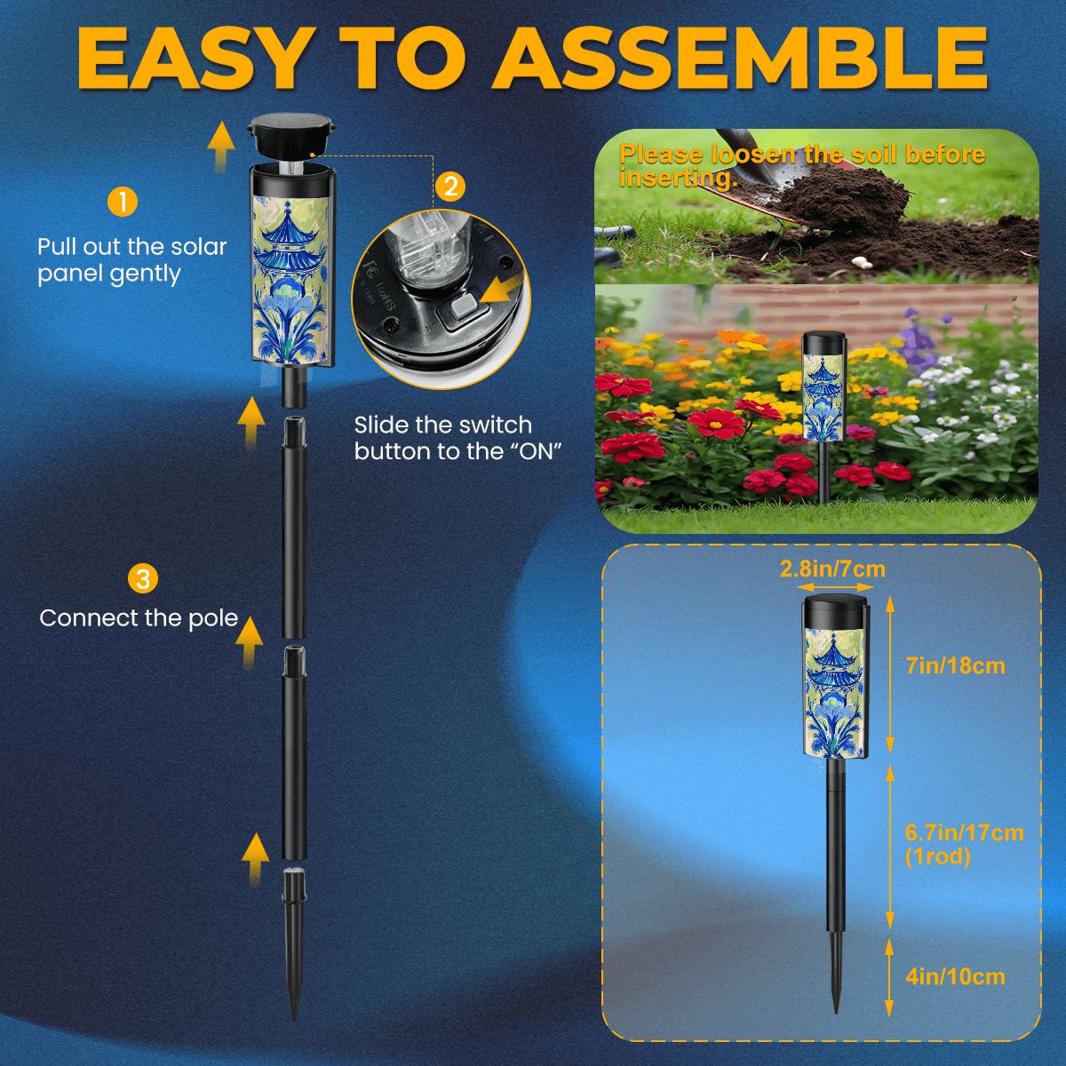 Blue Green Asian Pagoda Zen Garden Outdoor Solar Lights - 4pcs - Garden Decor