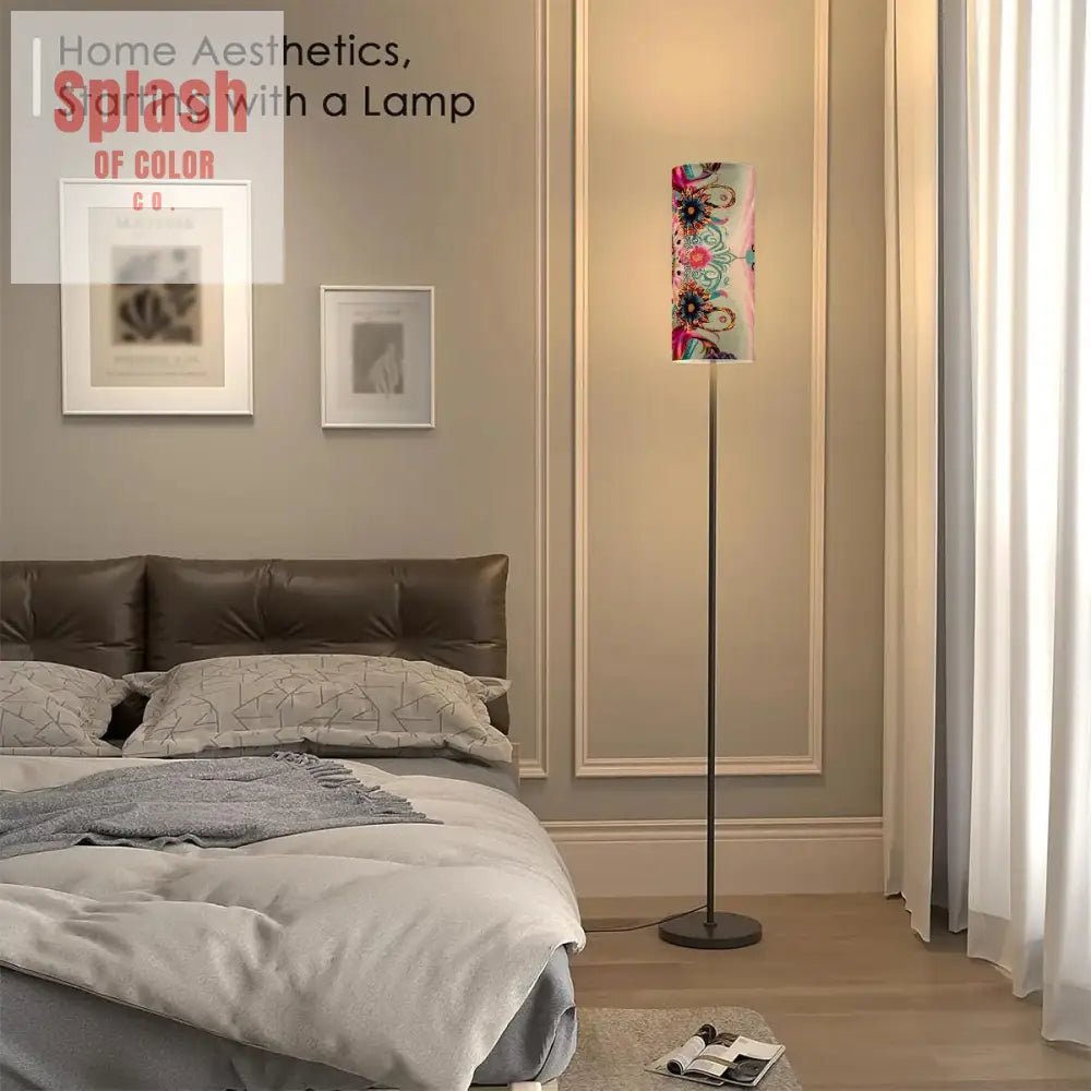 Bohemian Floor Lamp Jeweled Tone Pink, Purple, Teal Modern Book Nook Lamp - Splash of Color co.