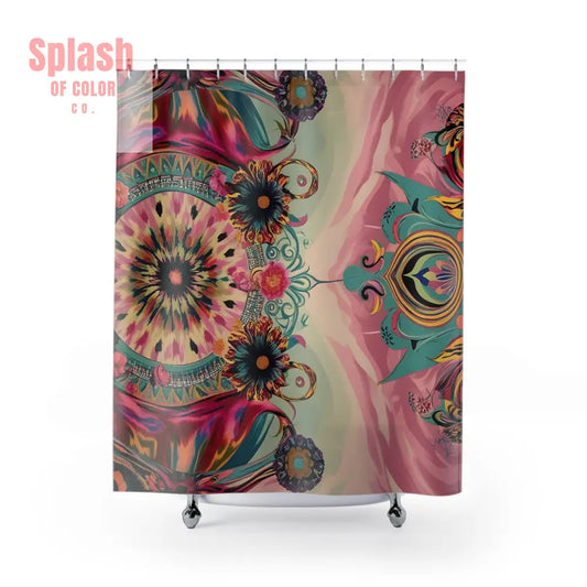 Bohemian Watercolor Shower Curtain Ikat Moody Maximalist Bathroom Decor Home Accessories Unique Bath Curtain Artistic
