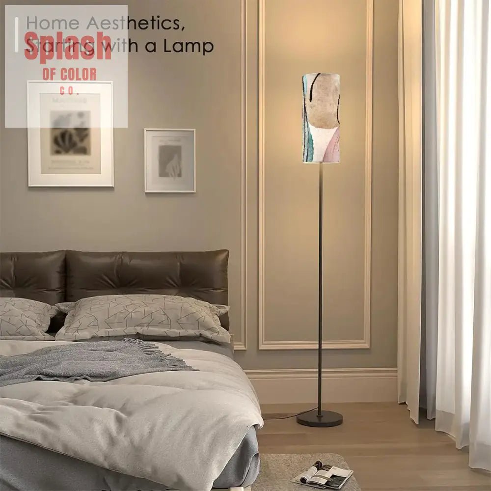 Boho Floor Lamp Bohemian Blush Pink Beige Abstract Modern Standing Lamp One Size Floor Lamps