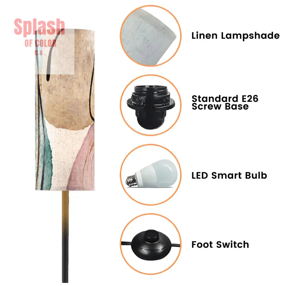 Boho Floor Lamp Bohemian Blush Pink Beige Abstract Modern Standing Lamp One Size Floor Lamps