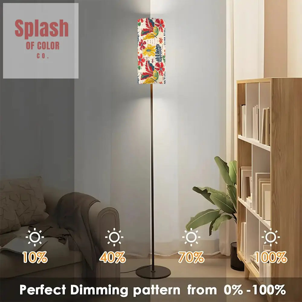 Bold Floral Vintage Heritage Blue Yellow Green Modern Floor Lamp One Size Floor Lamps