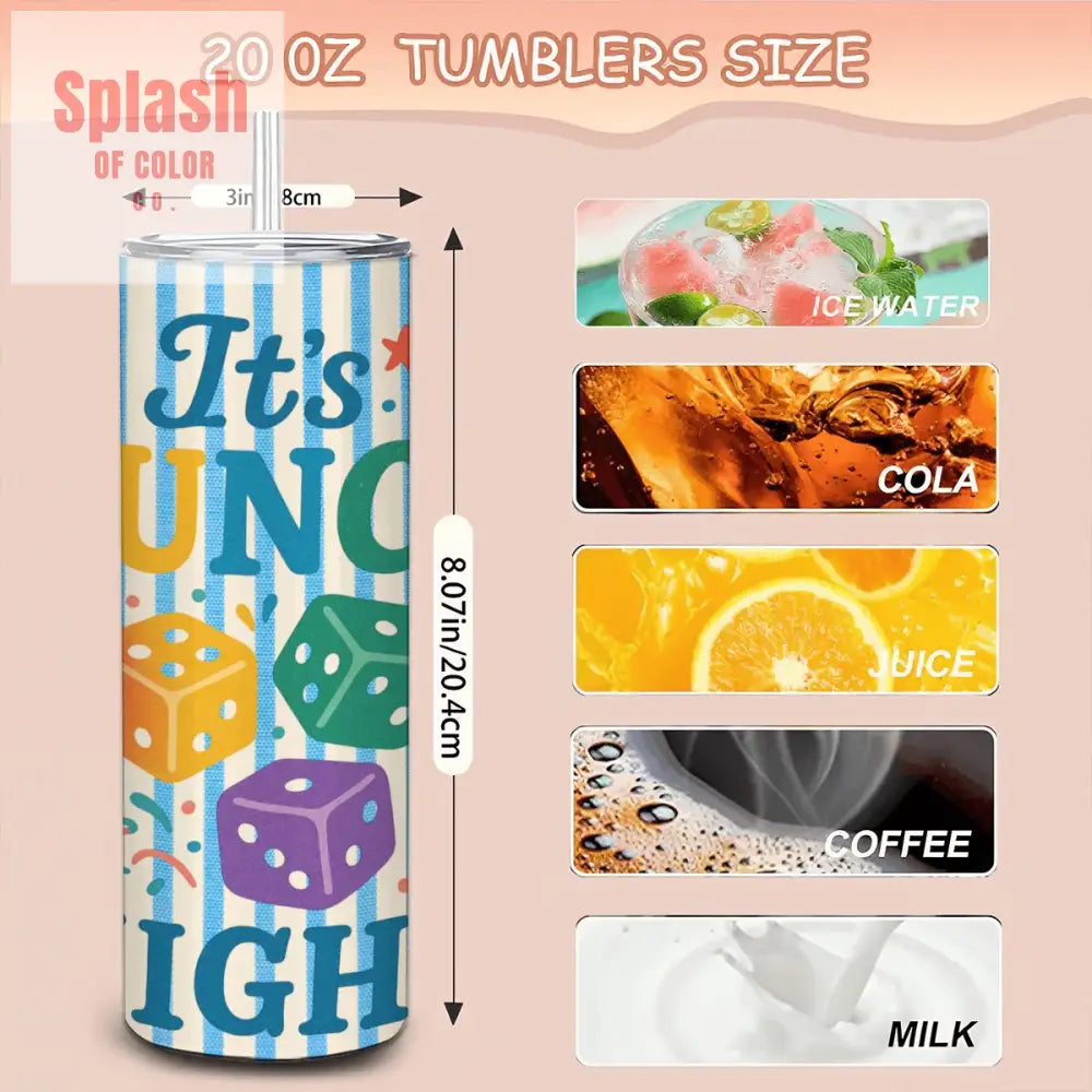 Bunco Night Bunco Player Lover Stainless Steel Tumbler 20 oz With Straw - One Size - Drinkware