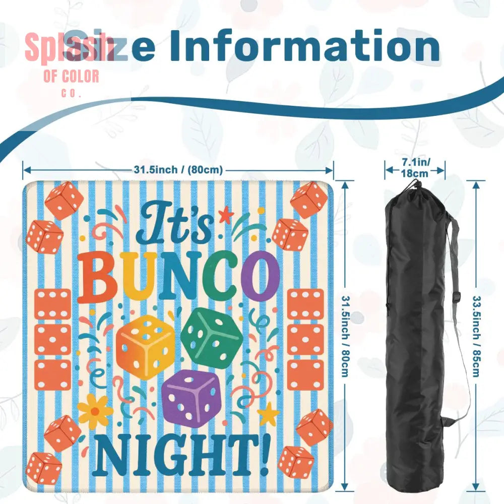 Bunco Table Mat Whimsical Fun Playful Blue And White Striped Game Night Mat - Daily Accessories