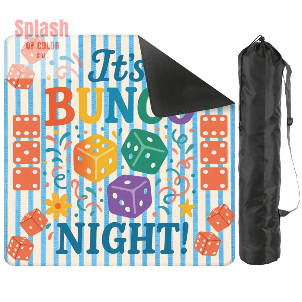 Bunco Table Mat Whimsical Fun Playful Blue And White Striped Game Night Mat - 2mm (Black Bag) - Daily Accessories