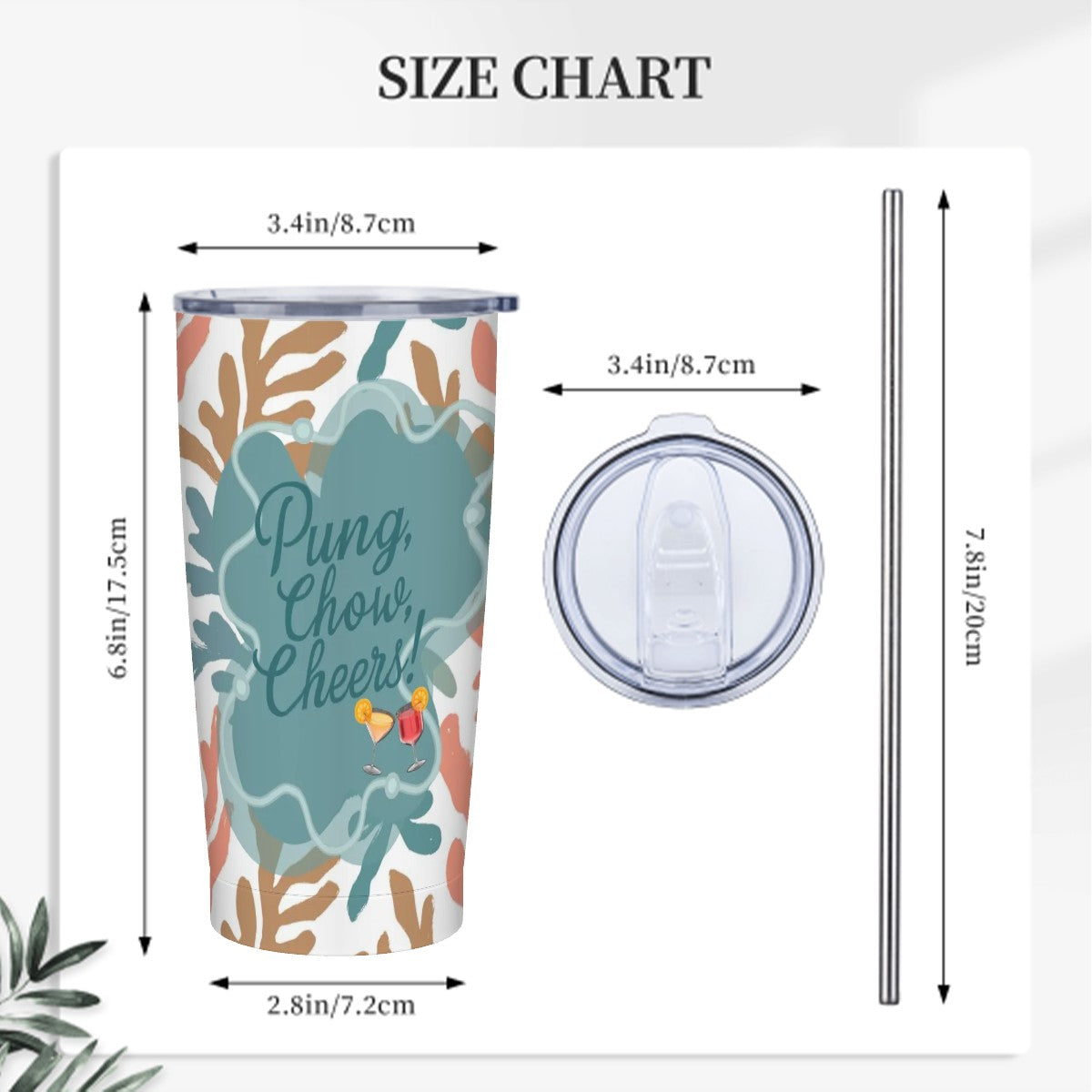 Pung Chow Cheers Mahjong Gift Coral Reef Background Stainless Steel Insulated Tumblers with Lid & Straw