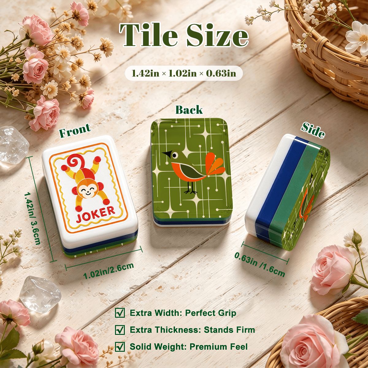 The Mod Squad Bird Club Modern Folk American Mahjong Tiles 4Layer Engraved Tiles - Splash Of Mahj And Color Co.