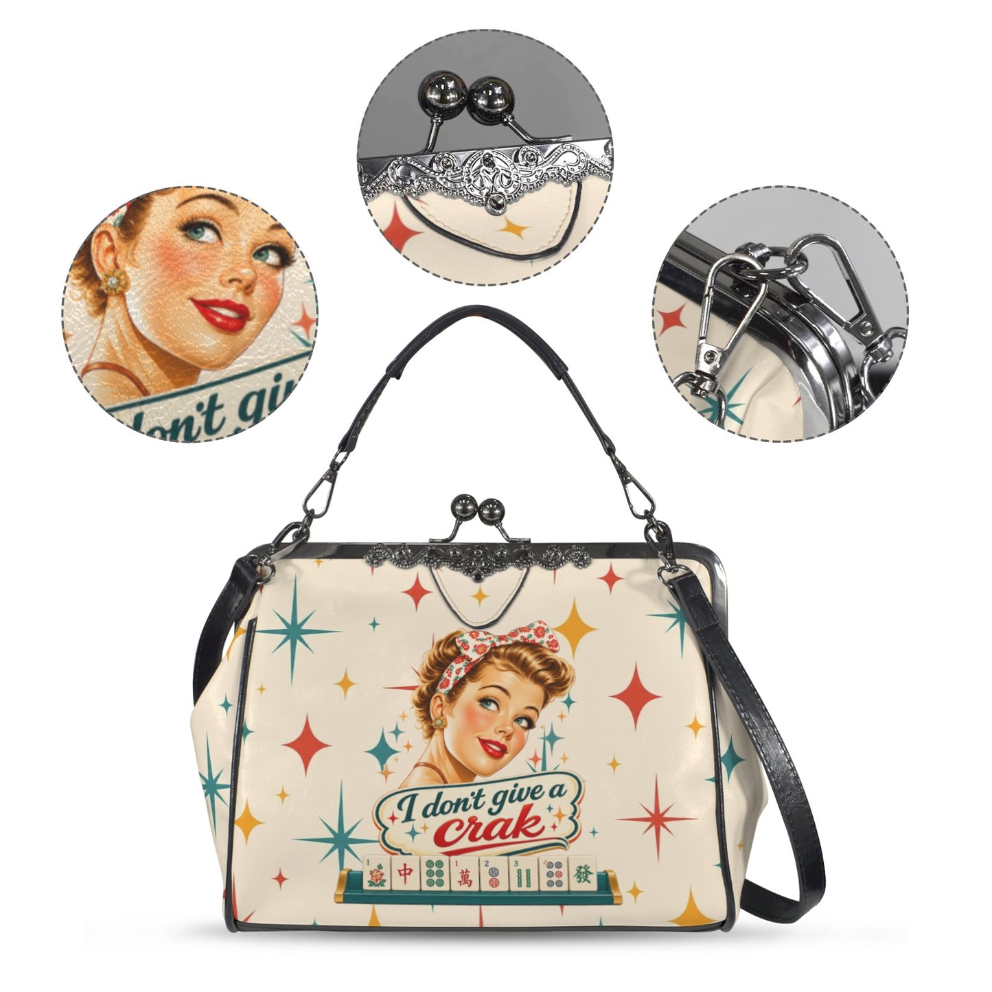 Funny Mahjong Kisslock Nostalgic Purse