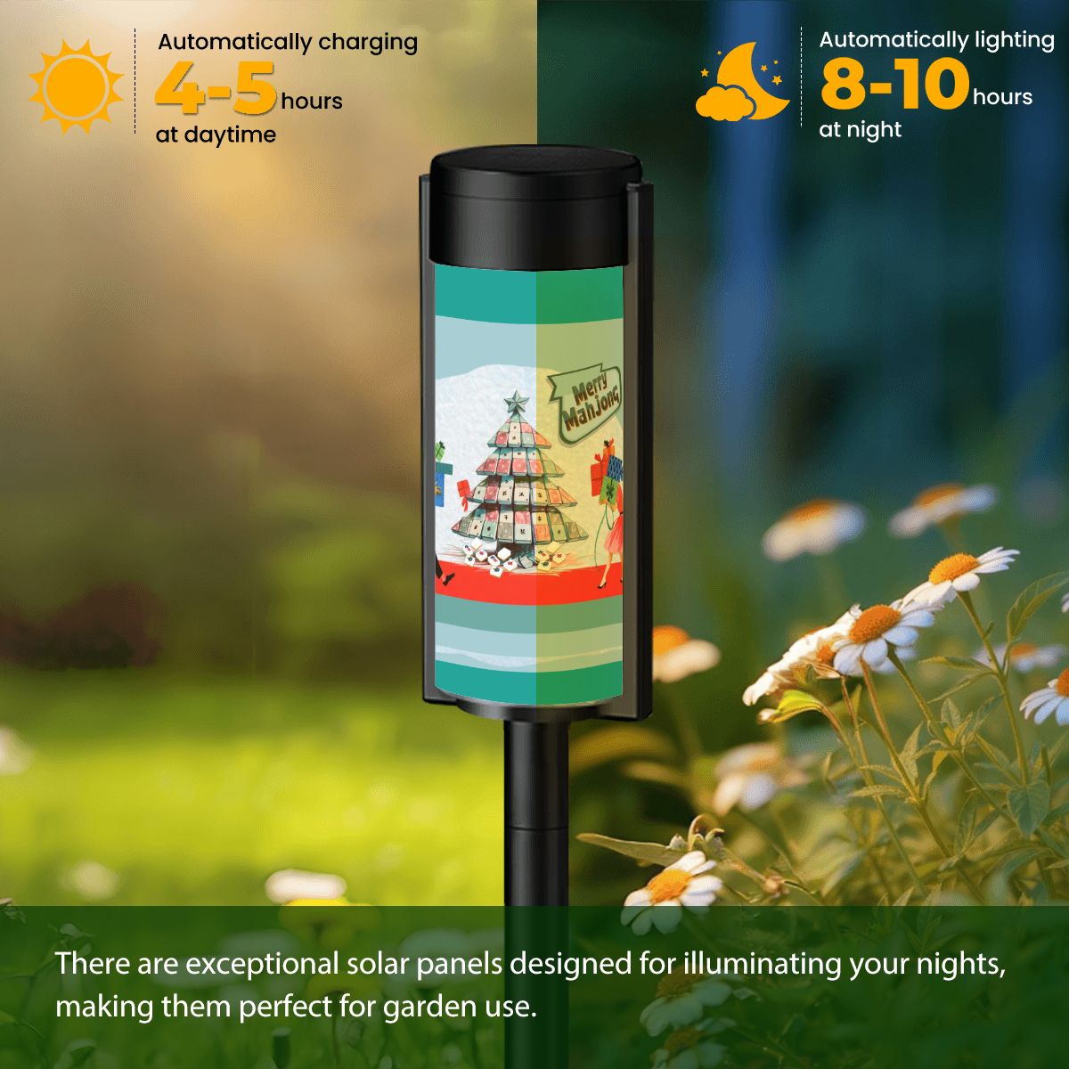 Funny Mahjong Christmas Whimsy In the Garden Outdoor Solar Lights