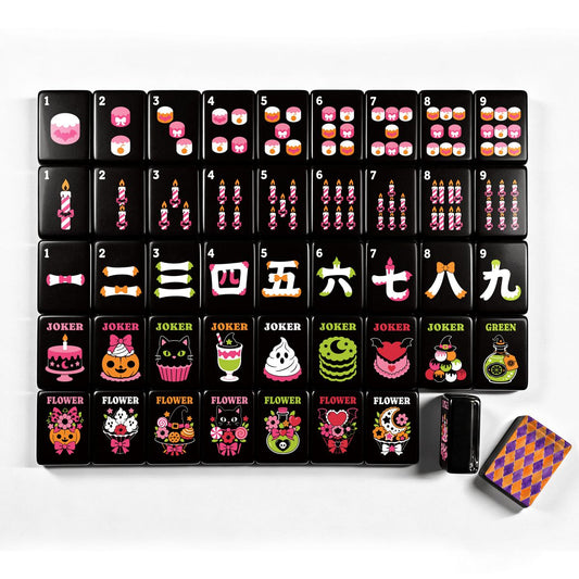 Harlequin Gothic Nights Dessert Halloween Mahjong Tiles With Carry Case - Splash Of Mahj And Color Co.