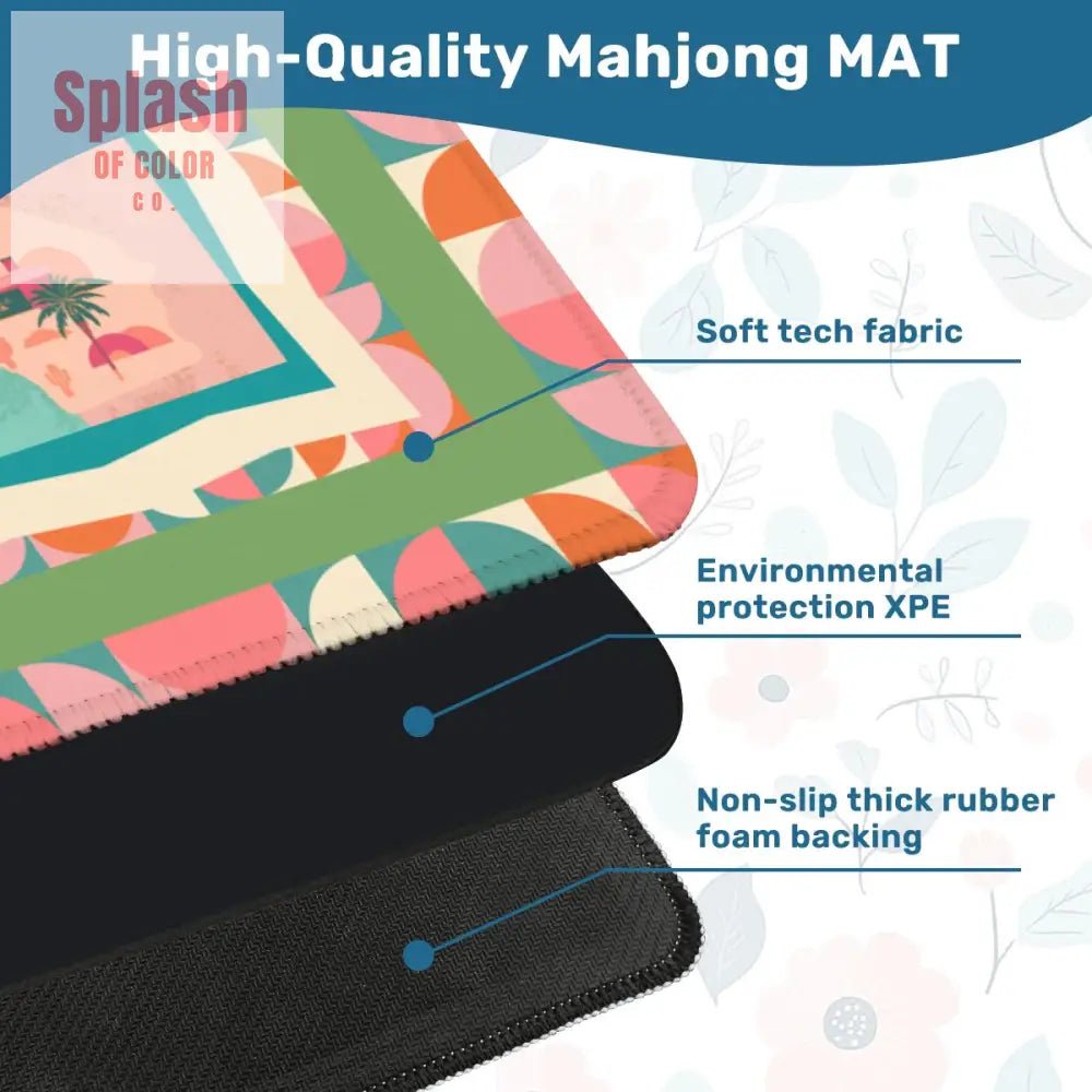 California Dreaming State Pride Modern Coral, Green Pink Preppy Mahjong Mat - Splash of Color co.