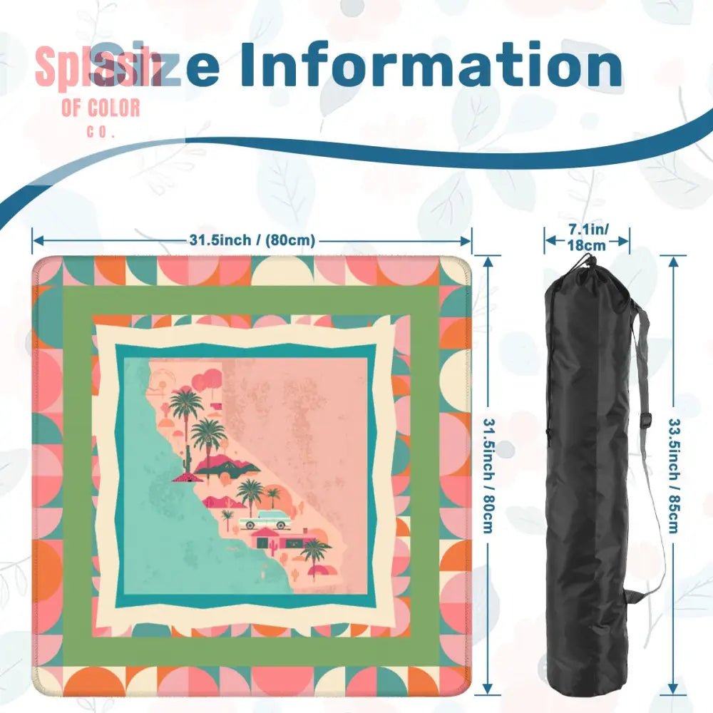 California Dreaming State Pride Modern Coral, Green Pink Preppy Mahjong Mat - Splash of Color co.