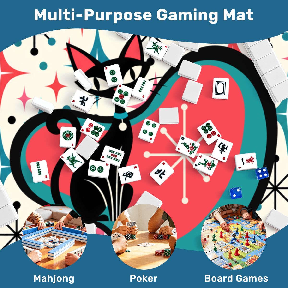 Modtastic Cat’s Meow Mahjong Mat Sleek Surface