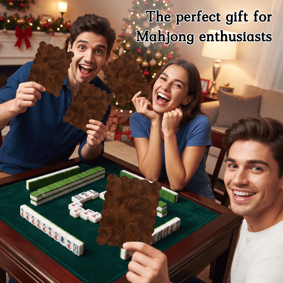 Faux Leather Tuscan Scalloped Mahjong Shuffler Cards Set of 4