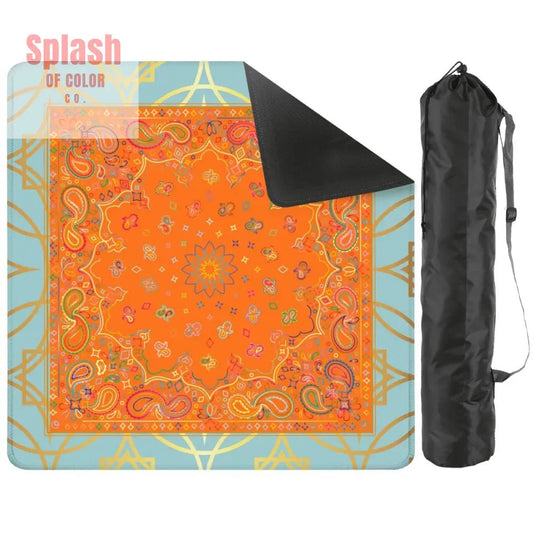 Celestial Glow Up Orange, Blue Mahjong Mat - Splash of Color co.