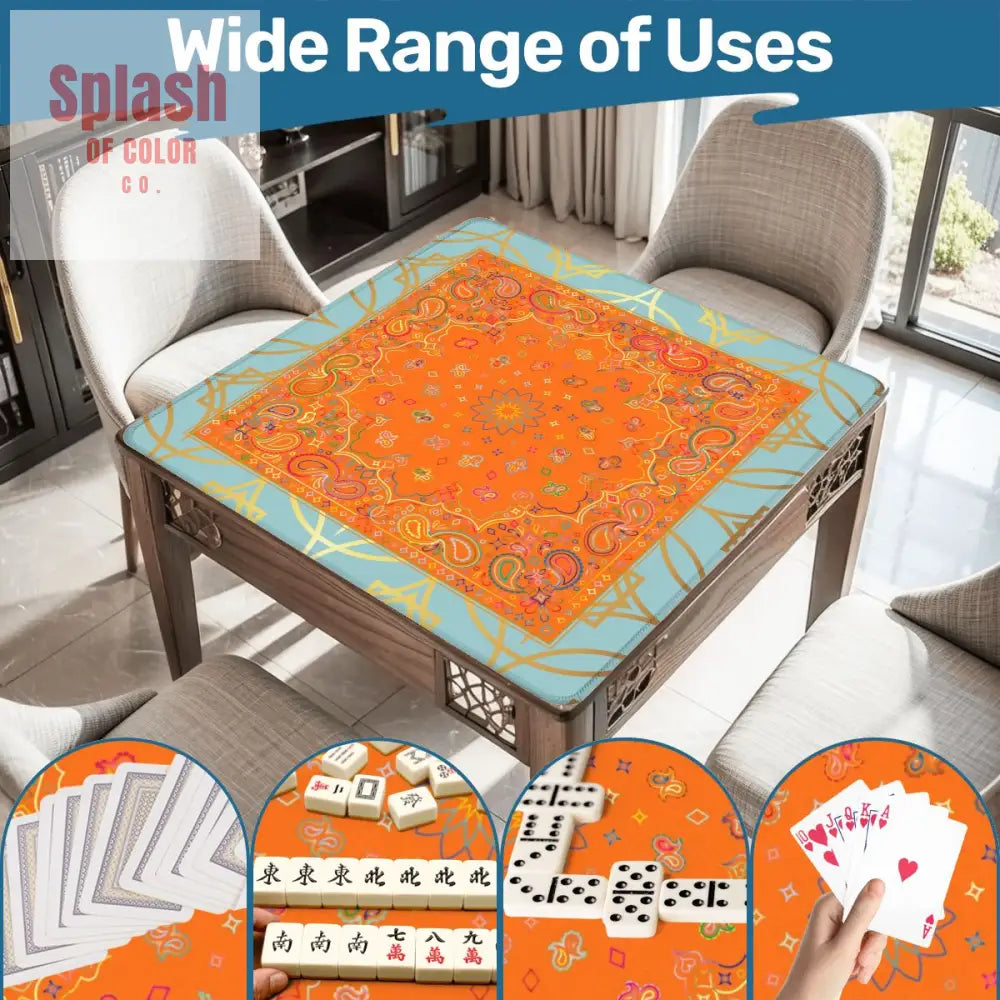 Celestial Glow Up Orange Blue Mahjong Mat - Daily Accessories