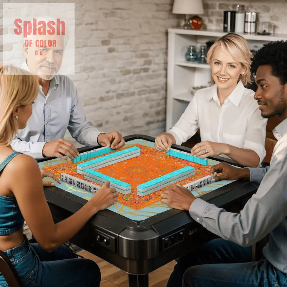 Celestial Glow Up Orange Blue Mahjong Mat - Daily Accessories