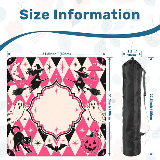 Harlequin Halloween Pink Witches, Ghosts Seasonal Custom Mahjong Mat - Splash Of Mahj And Color Co.
