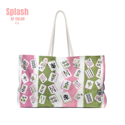 Charming Mahjong Tote Bag Weekender Bag Stylish Travel Tote Unique Gift for Gamers Perfect for Weekend Getaways Trendy