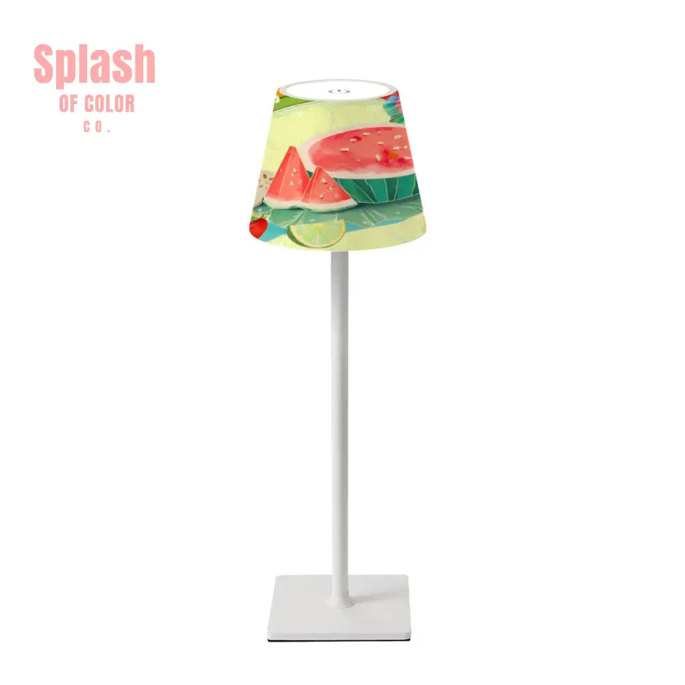 Cheerful Fruit Medley Watercolor Design Mahjong LED Cordless Table Lamp - 4.3’’x4.3’’x14.8’’ - Desk Lamps