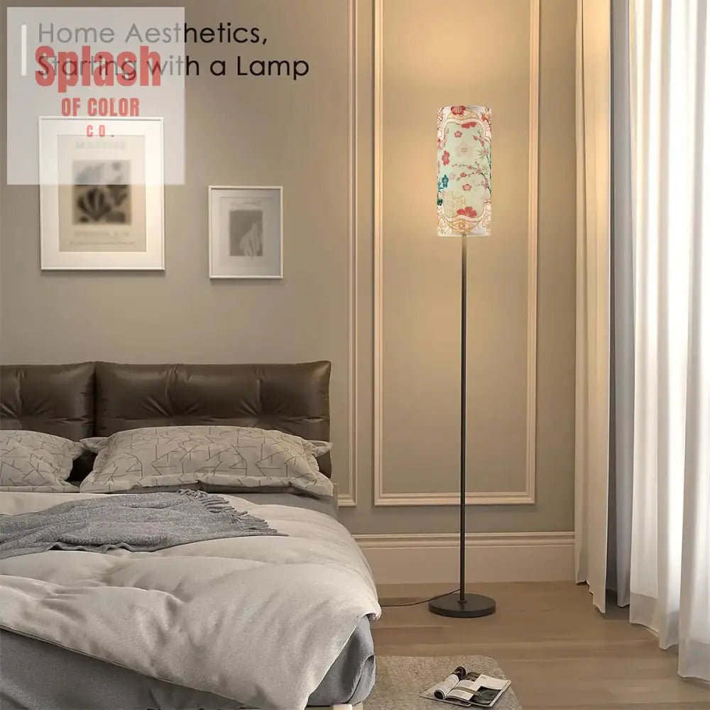 Cherry Blossom Bamboo Trees Asian Zen Garden Corner Reading Nook Floor Lamp - One Size - Floor Lamps