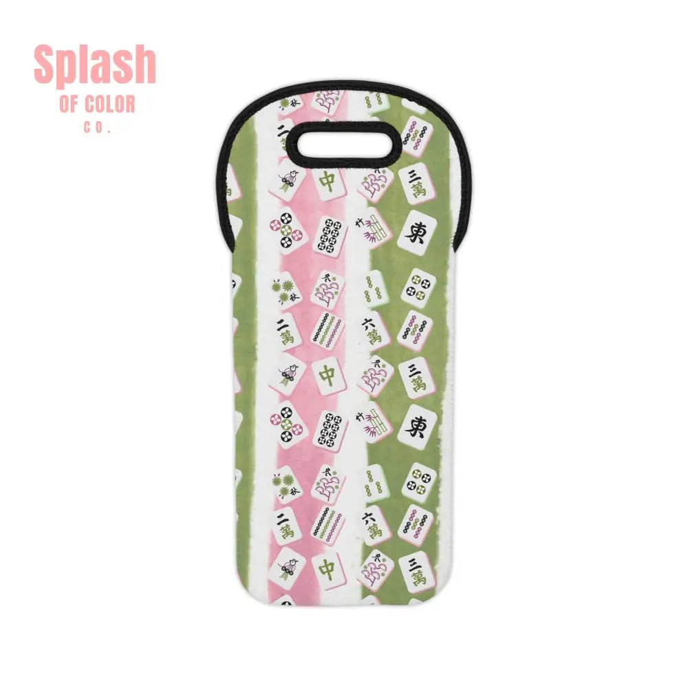 Chic Mahjong Lover Wine Tote Bag Trendy Wine Carrier, Stylish Mahj Gift Accessory - Splash of Color co.