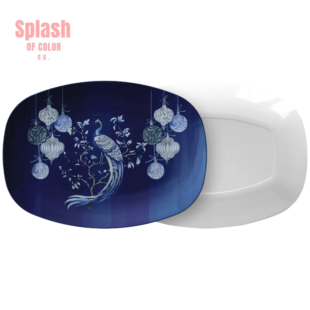 Chinoiserie Christmas Peacock Party Platter - Splash of Color co.