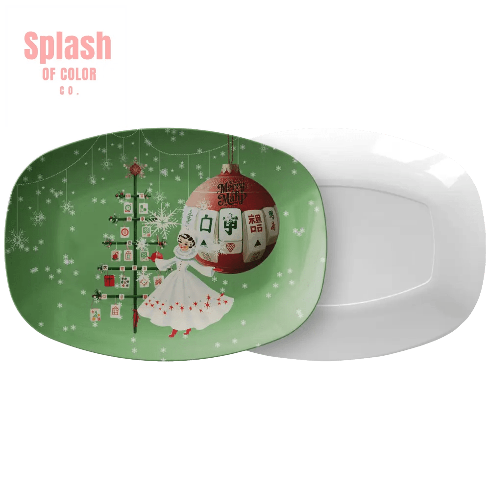 Christmas Mahjong Holiday Platter, Mahjong Entertaining With A Whimsy And Nostalgia - Splash of Color co.