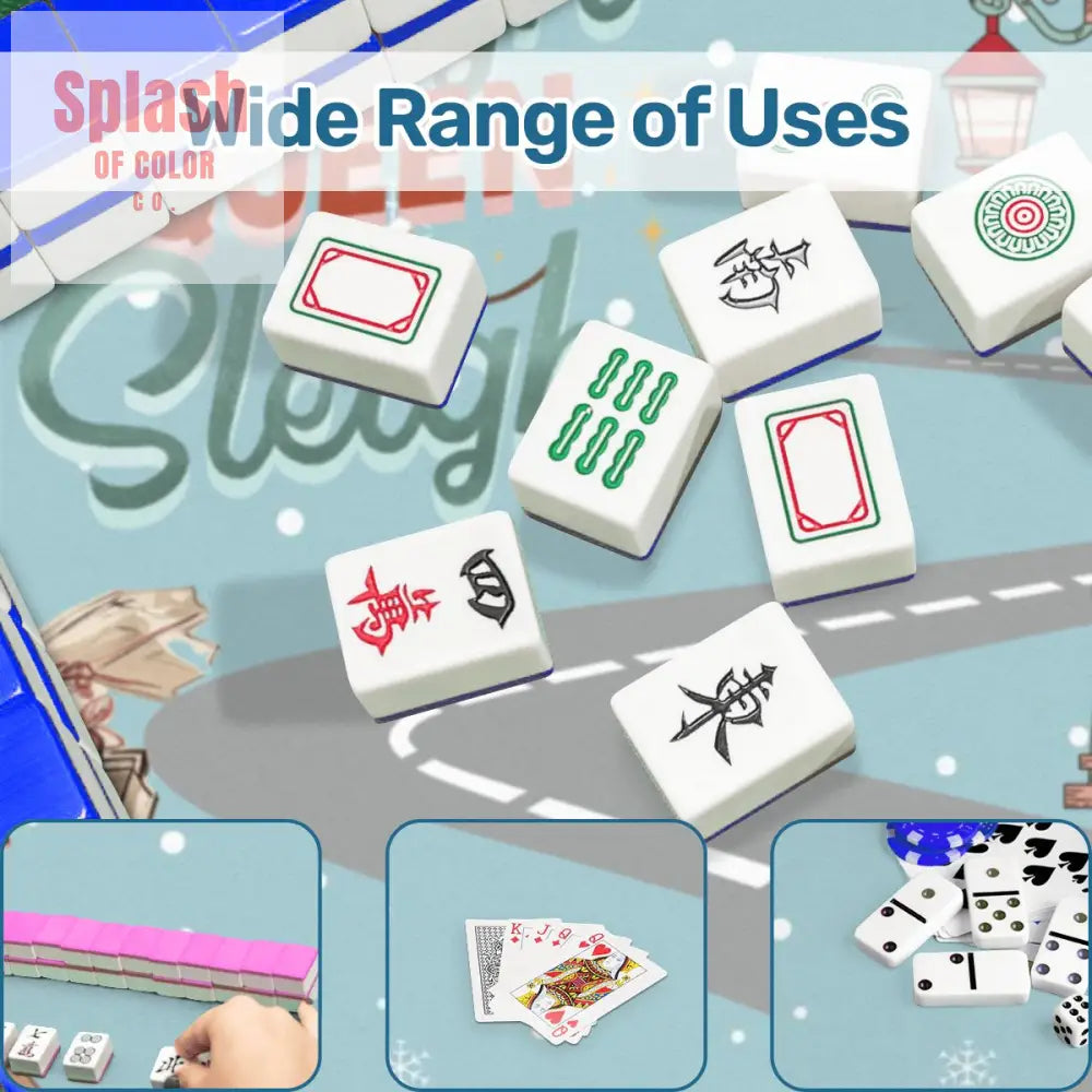 Christmas Mahjong Mat Funny Sleigh Queen Sleigh Holiday Game Mat 31.5’’x31.5’’ Daily Accessories