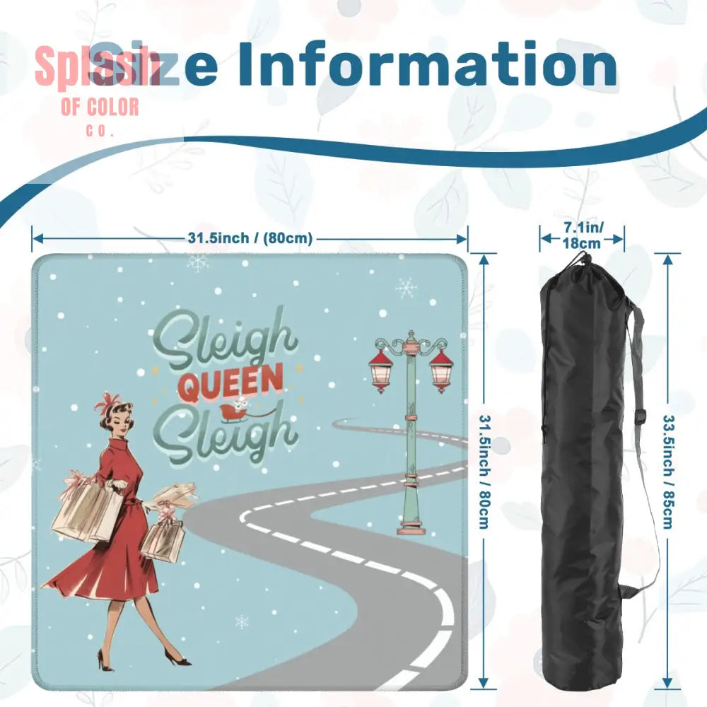 Christmas Mahjong Mat Funny Sleigh Queen Sleigh Holiday Game Mat 31.5’’x31.5’’ Daily Accessories