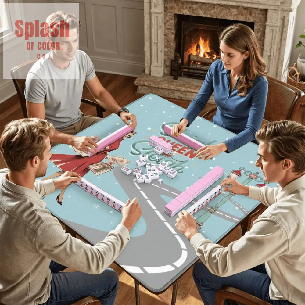 Christmas Mahjong Mat Funny Sleigh Queen Sleigh Holiday Game Mat 31.5’’x31.5’’ Daily Accessories