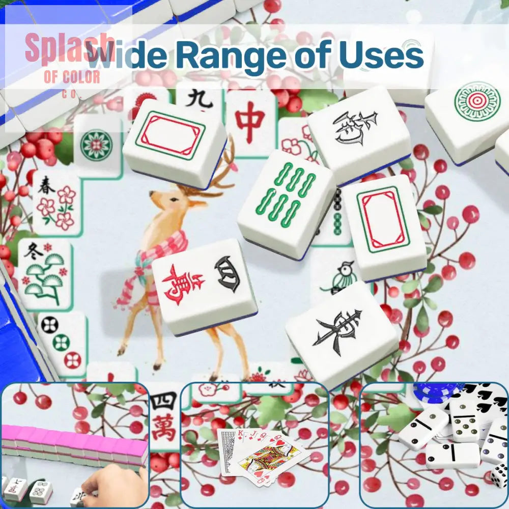 Christmas Mahjong Mat Mahjong Tile Wreath Festive Winter Season Mahj Game Night Mat - 31.5’’x31.5’’ - Daily Accessories