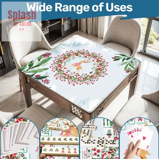 Christmas Mahjong Mat Mahjong Tile Wreath Festive Winter Season Mahj Game Night Mat - 31.5’’x31.5’’ - Daily Accessories