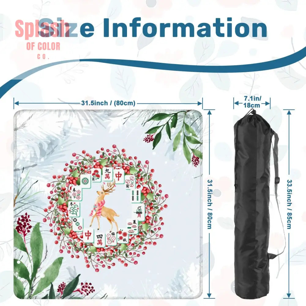 Christmas Mahjong Mat Mahjong Tile Wreath Festive Winter Season Mahj Game Night Mat - 31.5’’x31.5’’ - Daily Accessories