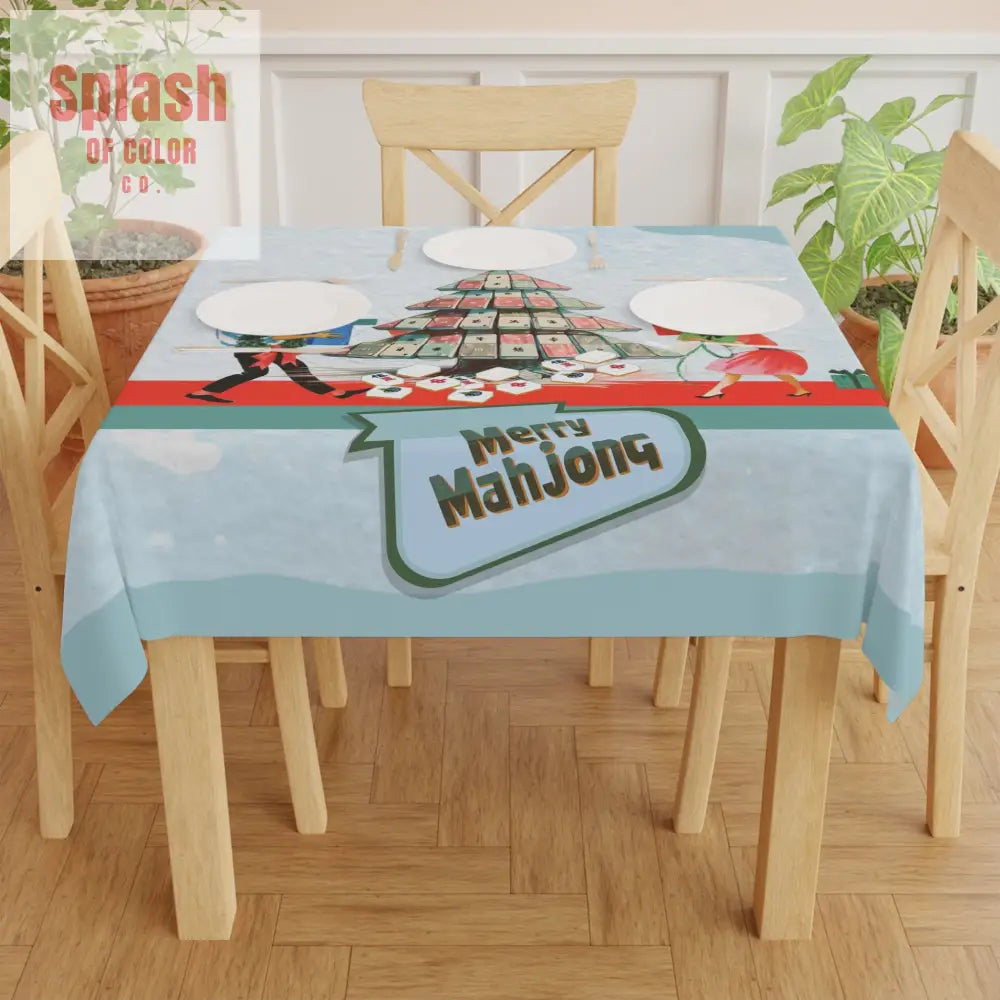 Christmas Mahjong Tablecloth Merry Mahjong Decorative Cover for Holiday Gatherings Game Nights Christmas Decor One size
