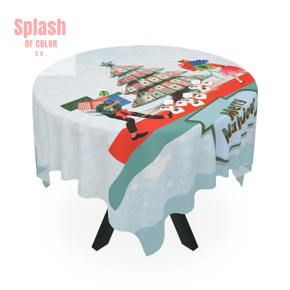 Christmas Mahjong Tablecloth Merry Mahjong Decorative Cover for Holiday Gatherings Game Nights Christmas Decor One size