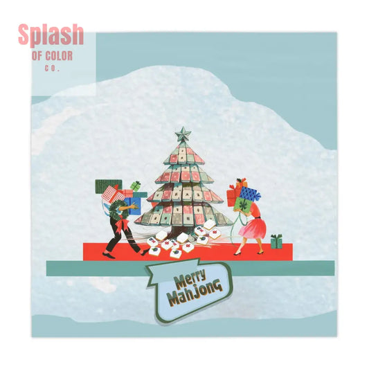 Christmas Mahjong Tablecloth Merry Mahjong Decorative Cover for Holiday Gatherings Game Nights Christmas Decor One size