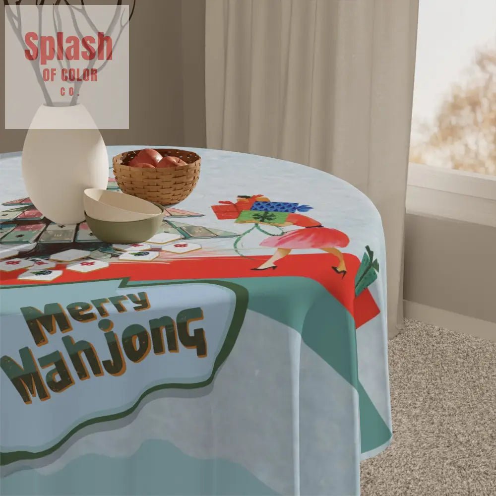 Christmas Mahjong Tablecloth Merry Mahjong Decorative Cover for Holiday Gatherings Game Nights Christmas Decor One size