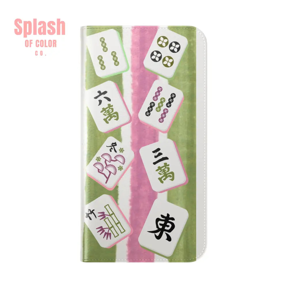 Colorful Mahjong Flip Cases for Phones Unique Phone Cover Gift for Gamers Handheld Device Protection Stylish Phone