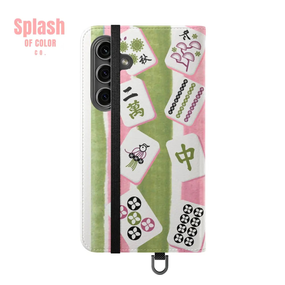 Colorful Mahjong Flip Cases for Phones Unique Phone Cover Gift for Gamers Handheld Device Protection Stylish Phone