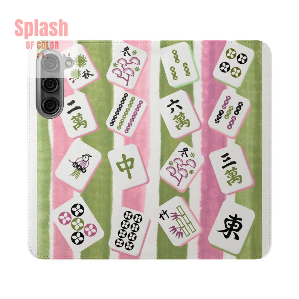 Colorful Mahjong Flip Cases for Phones Unique Phone Cover Gift for Gamers Handheld Device Protection Stylish Phone