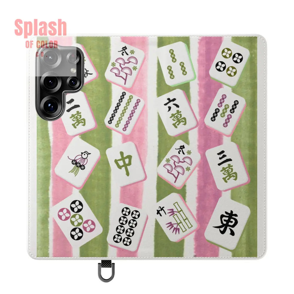 Colorful Mahjong Flip Cases for Phones Unique Phone Cover Gift for Gamers Handheld Device Protection Stylish Phone