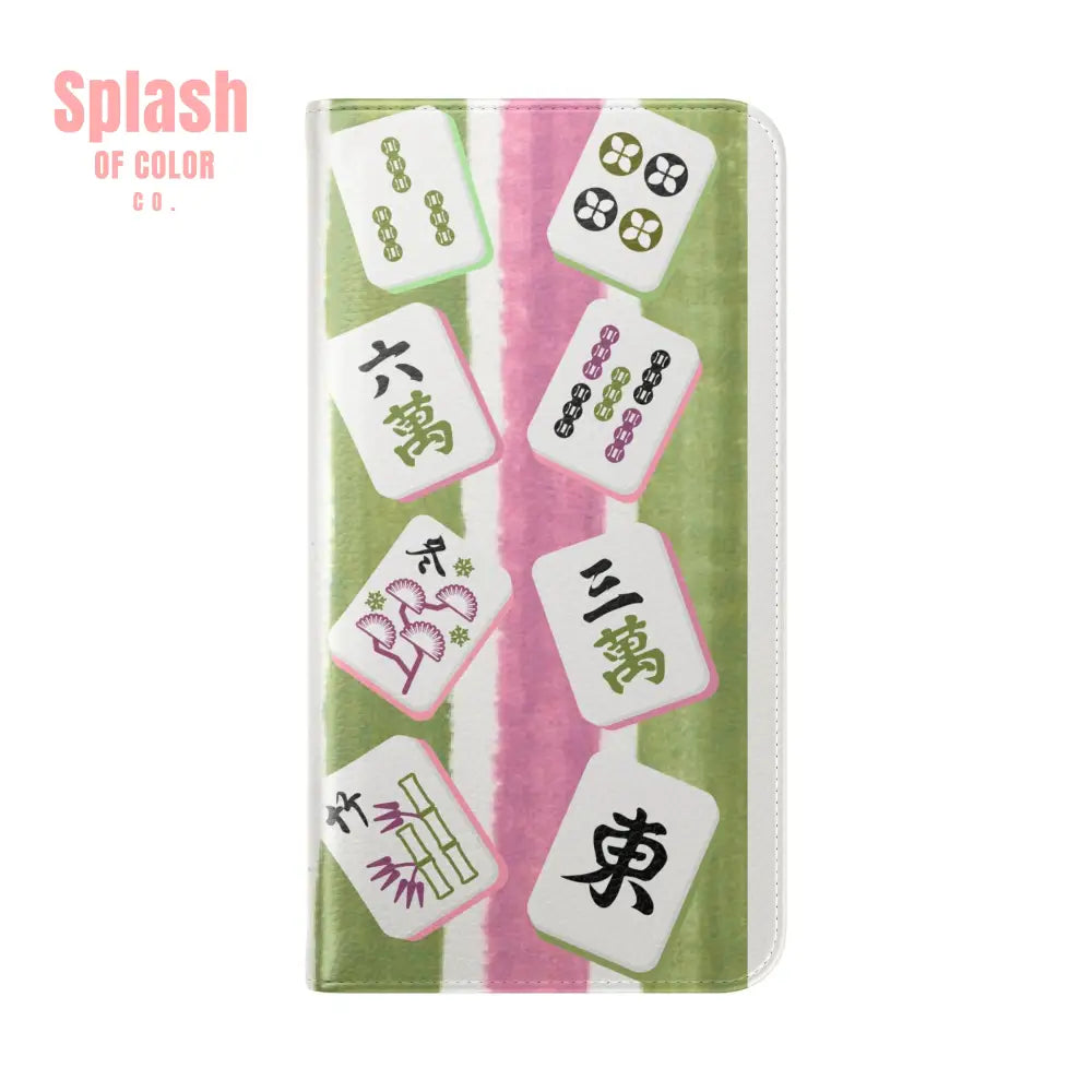 Colorful Mahjong Flip Cases for Phones Unique Phone Cover Gift for Gamers Handheld Device Protection Stylish Phone