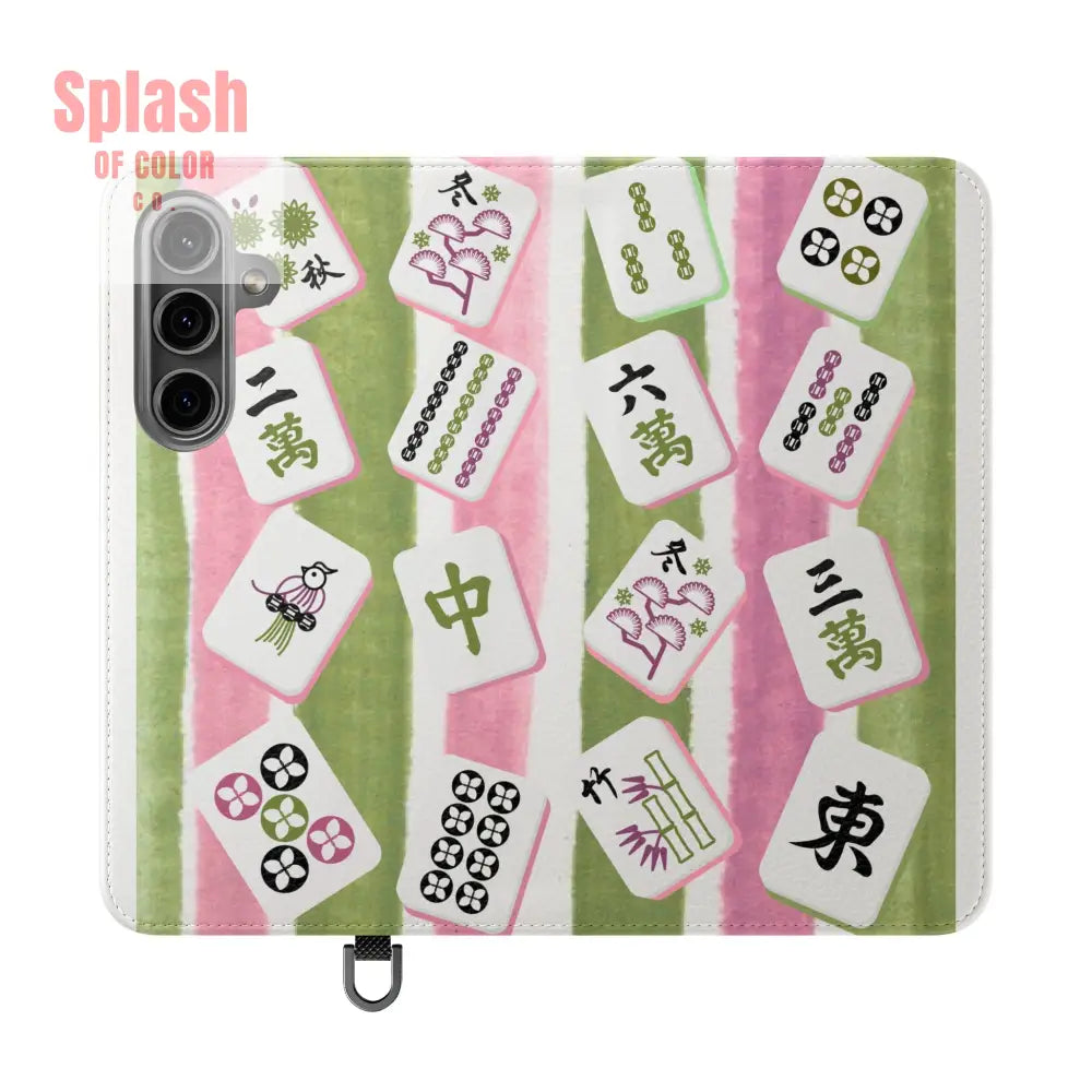 Colorful Mahjong Flip Cases for Phones Unique Phone Cover Gift for Gamers Handheld Device Protection Stylish Phone