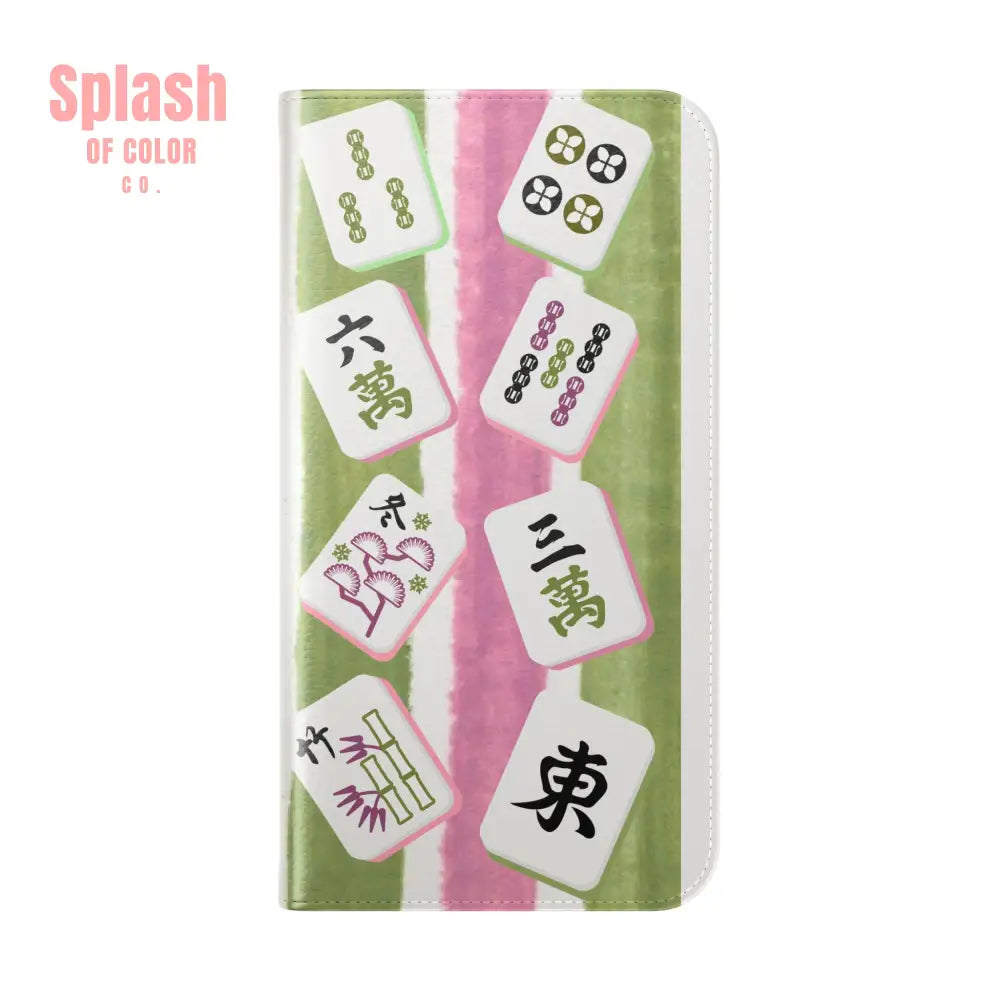 Colorful Mahjong Flip Cases for Phones Unique Phone Cover Gift for Gamers Handheld Device Protection Stylish Phone